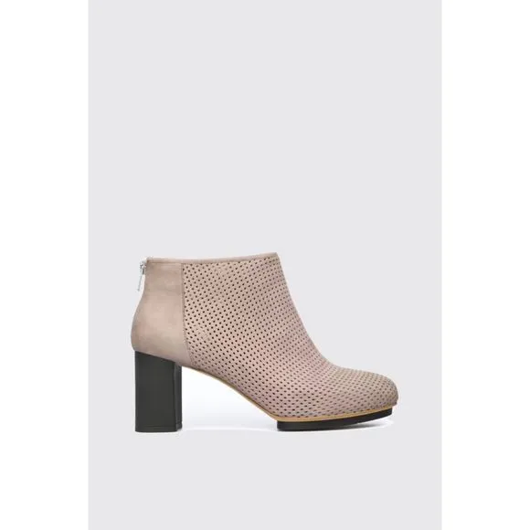 Camper Women's Myriam Perforated Nubuck Leather Ankle Boots in Gray Size 6