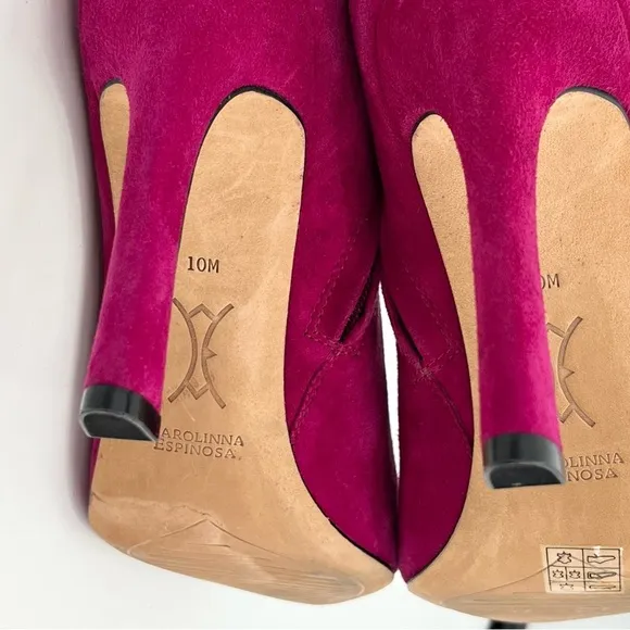 Carolinna Espinosa Adolfo Pink Suede Leather Heel Ankle Bootie Size 10