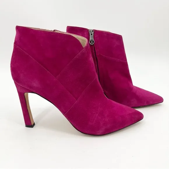 Carolinna Espinosa Adolfo Pink Suede Leather Heel Ankle Bootie Size 10