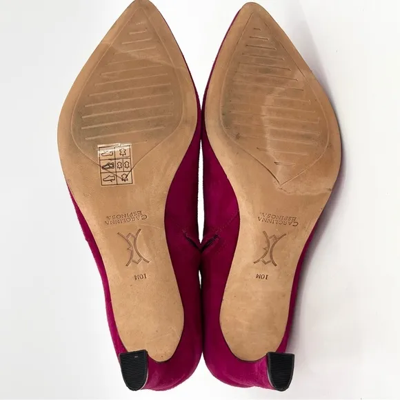 Carolinna Espinosa Adolfo Pink Suede Leather Heel Ankle Bootie Size 10