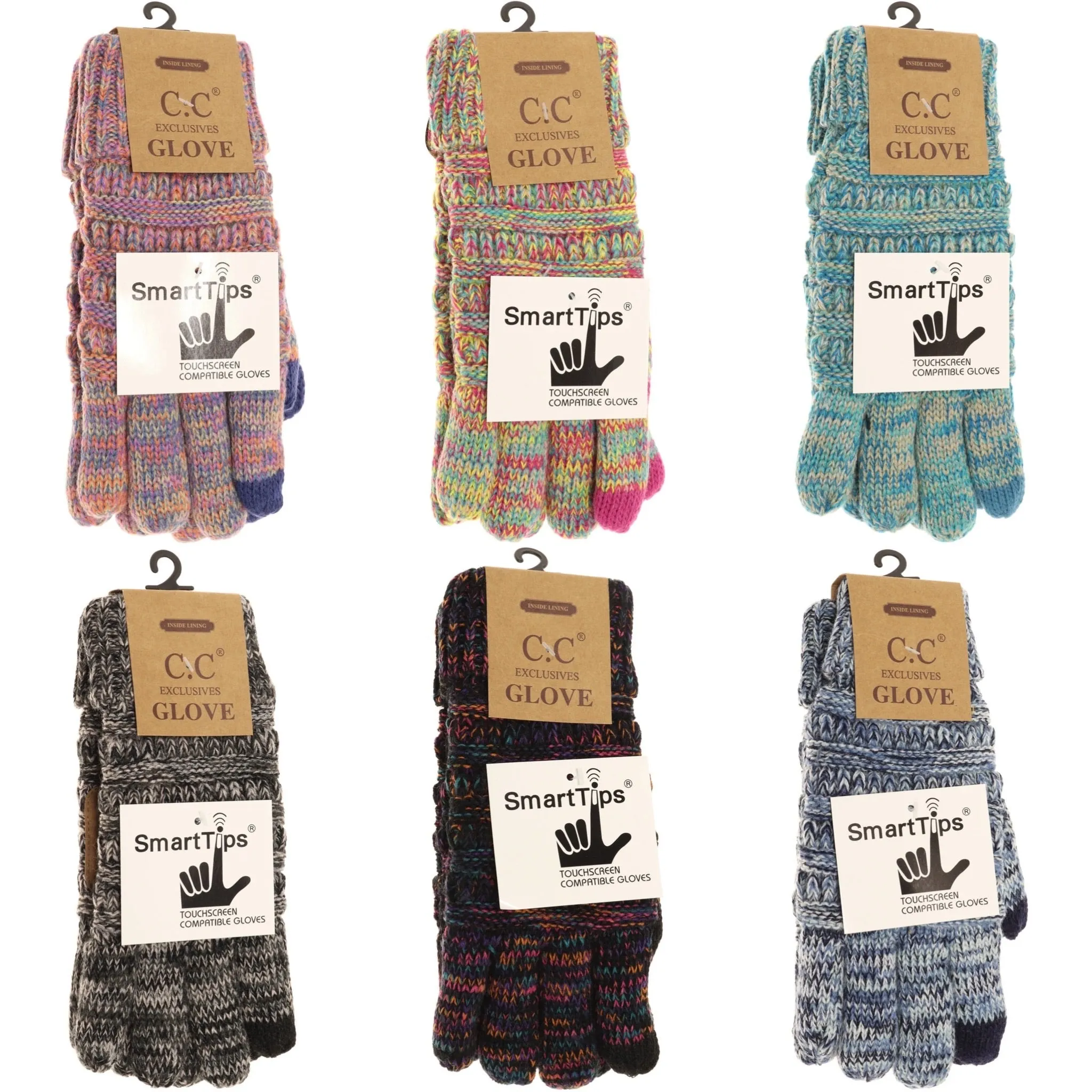 C.C Multi Color Ribbed Gloves