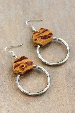 Charlee Leather Accent Earrings- Brown