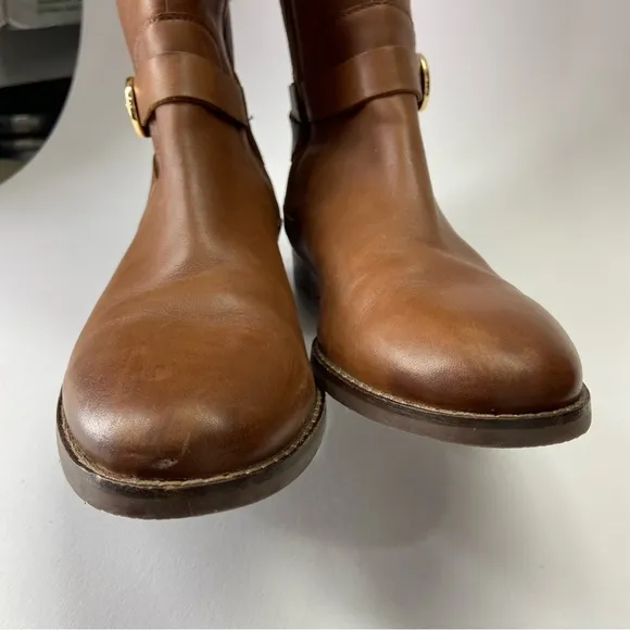 Clarks Womens HAMBLE HIGH Tan Leather Knee High Boots Size 6.5