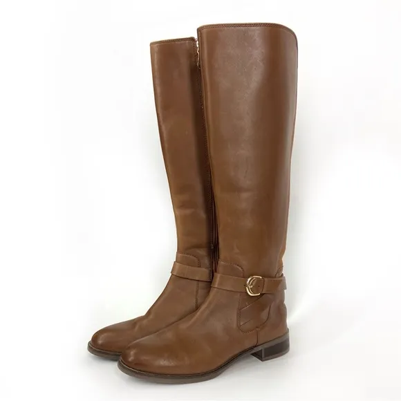 Clarks Womens HAMBLE HIGH Tan Leather Knee High Boots Size 6.5