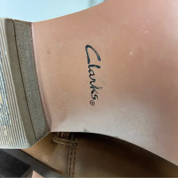 Clarks Womens HAMBLE HIGH Tan Leather Knee High Boots Size 6.5