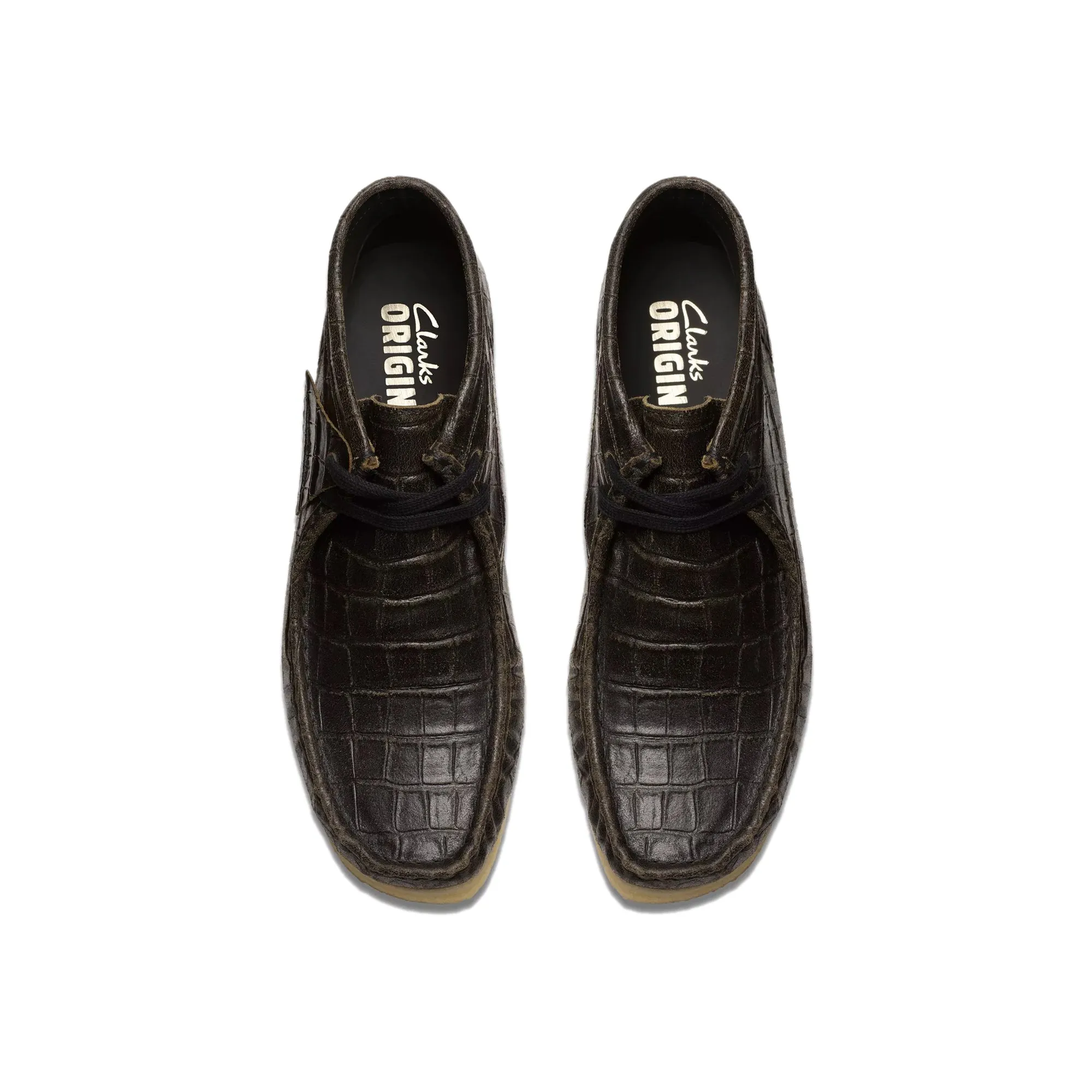 Clarks Womens Wallabee Croc Distress Boots
