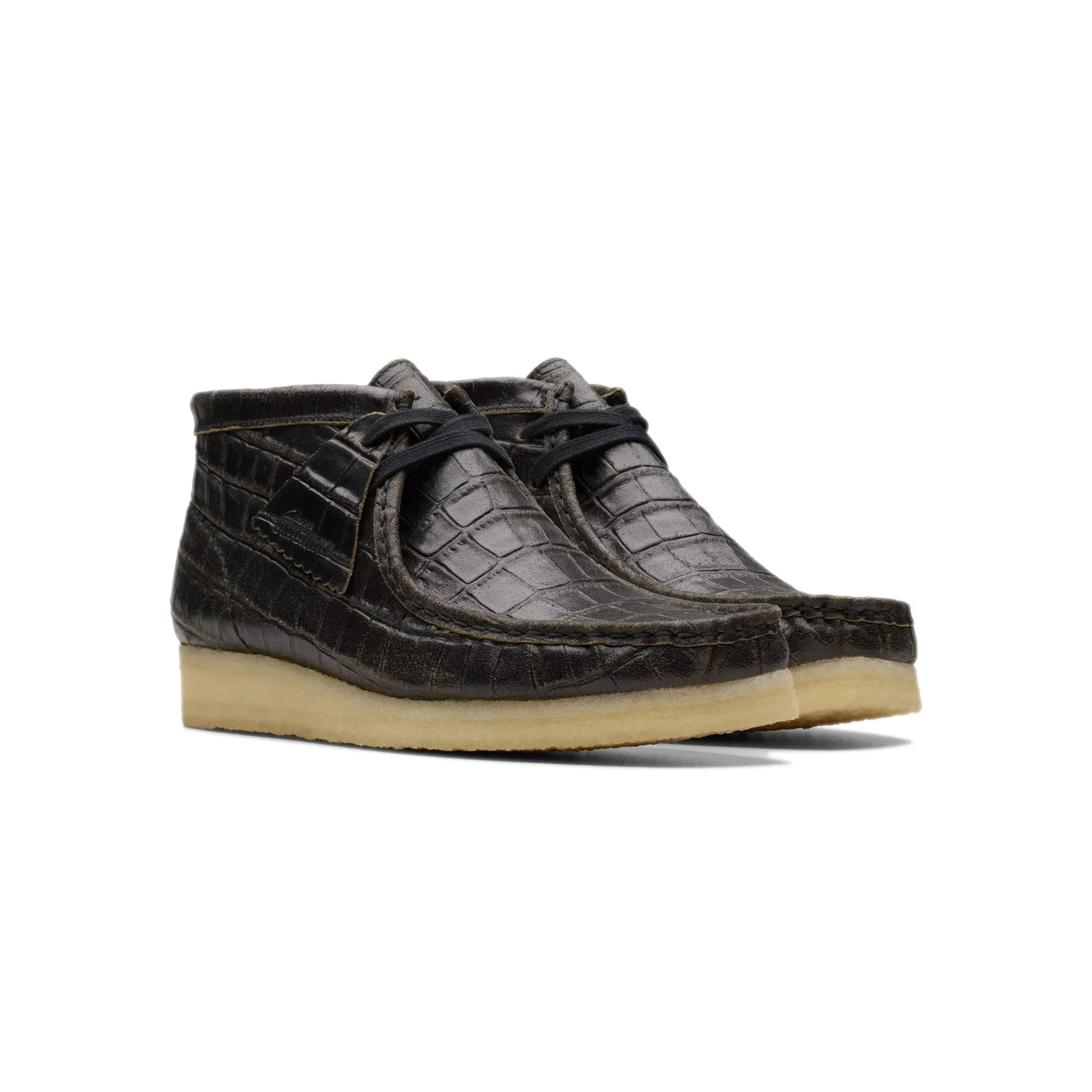 Clarks Womens Wallabee Croc Distress Boots