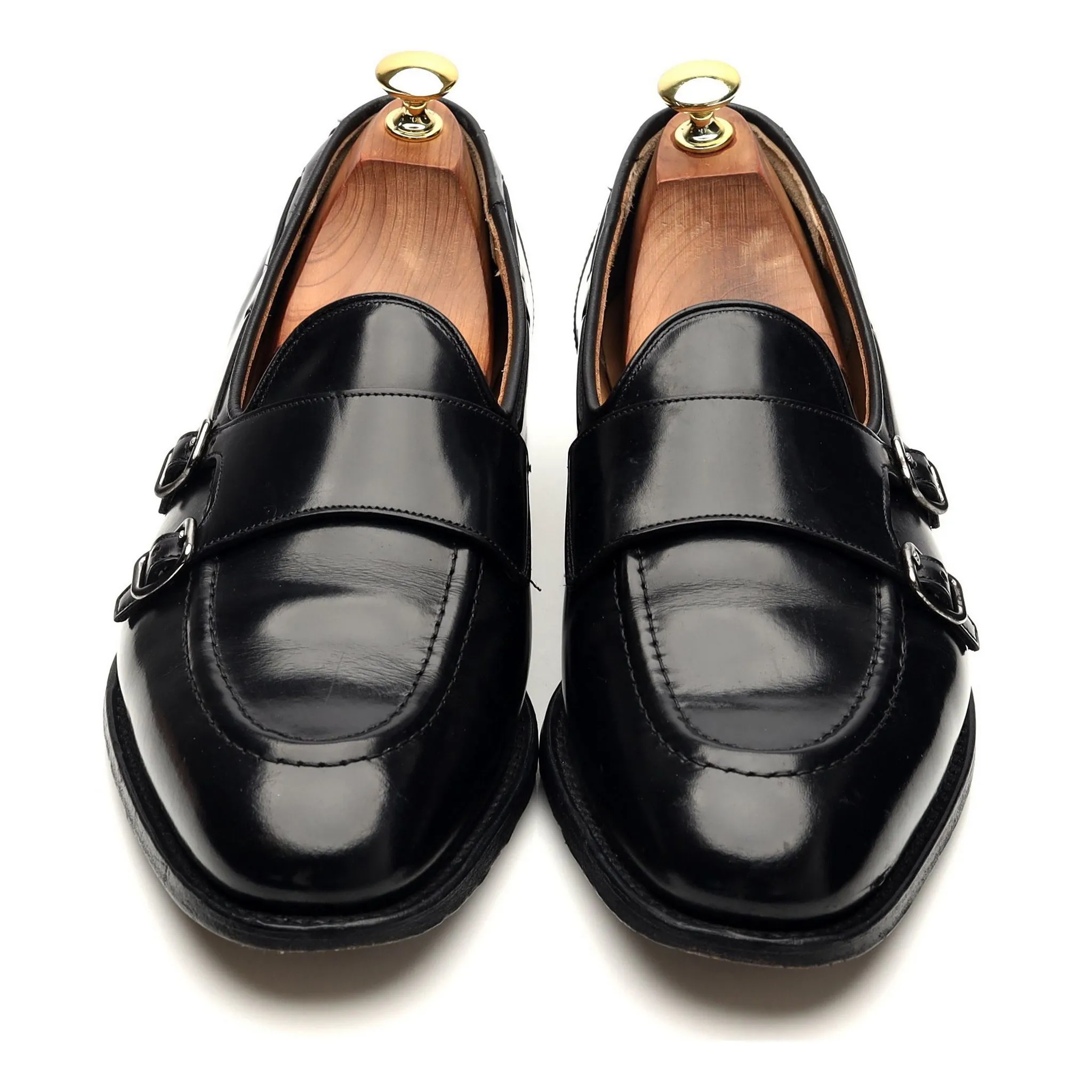 'Clatford' Black Leather Double Monk Loafer UK 9 G