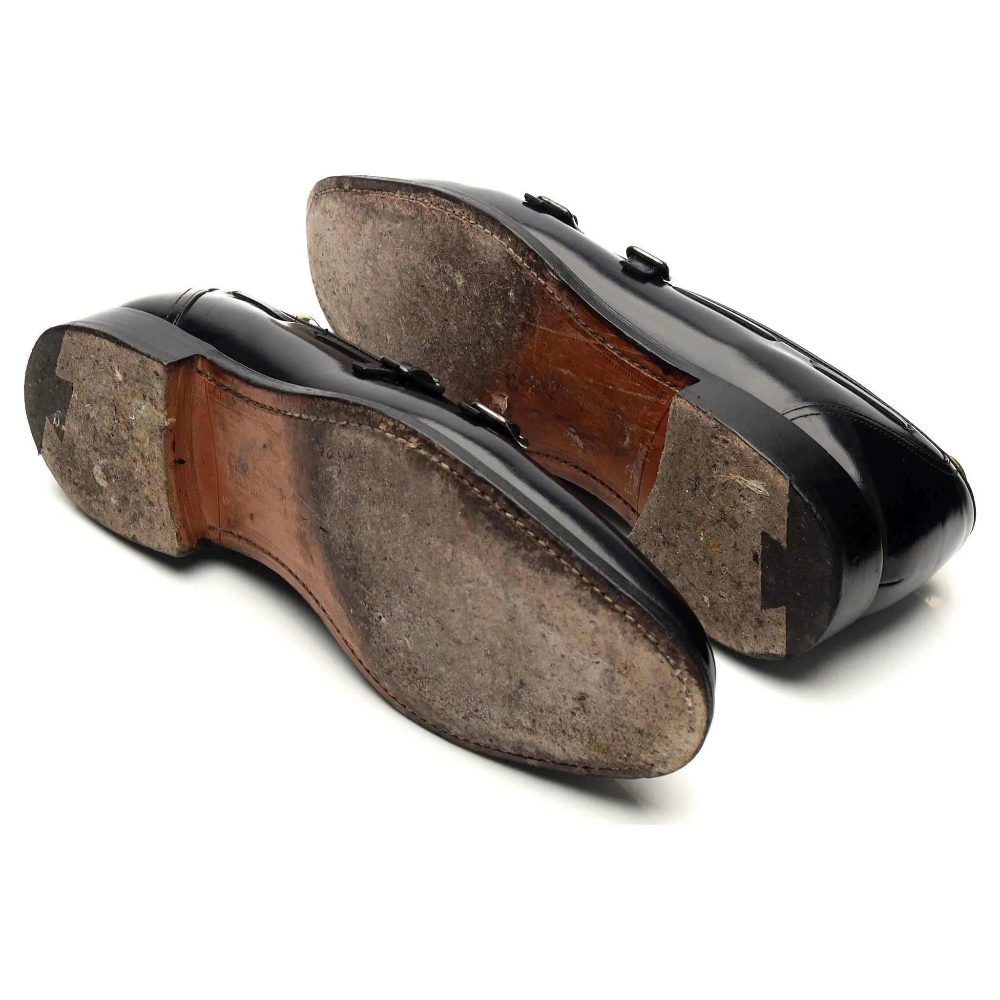 'Clatford' Black Leather Double Monk Loafer UK 9 G
