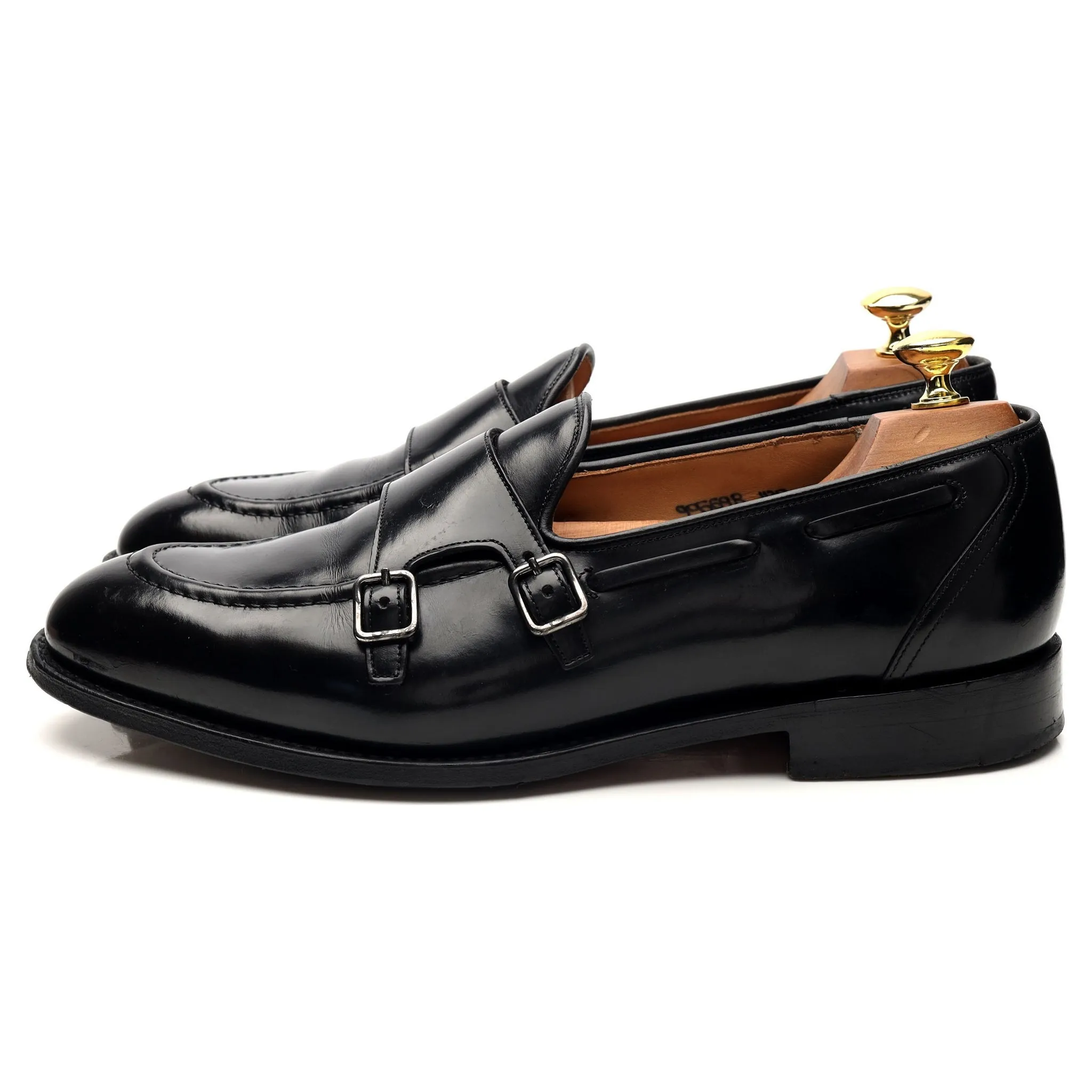 'Clatford' Black Leather Double Monk Loafer UK 9 G