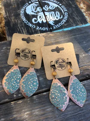 Copper and Turquoise Dangle Earring