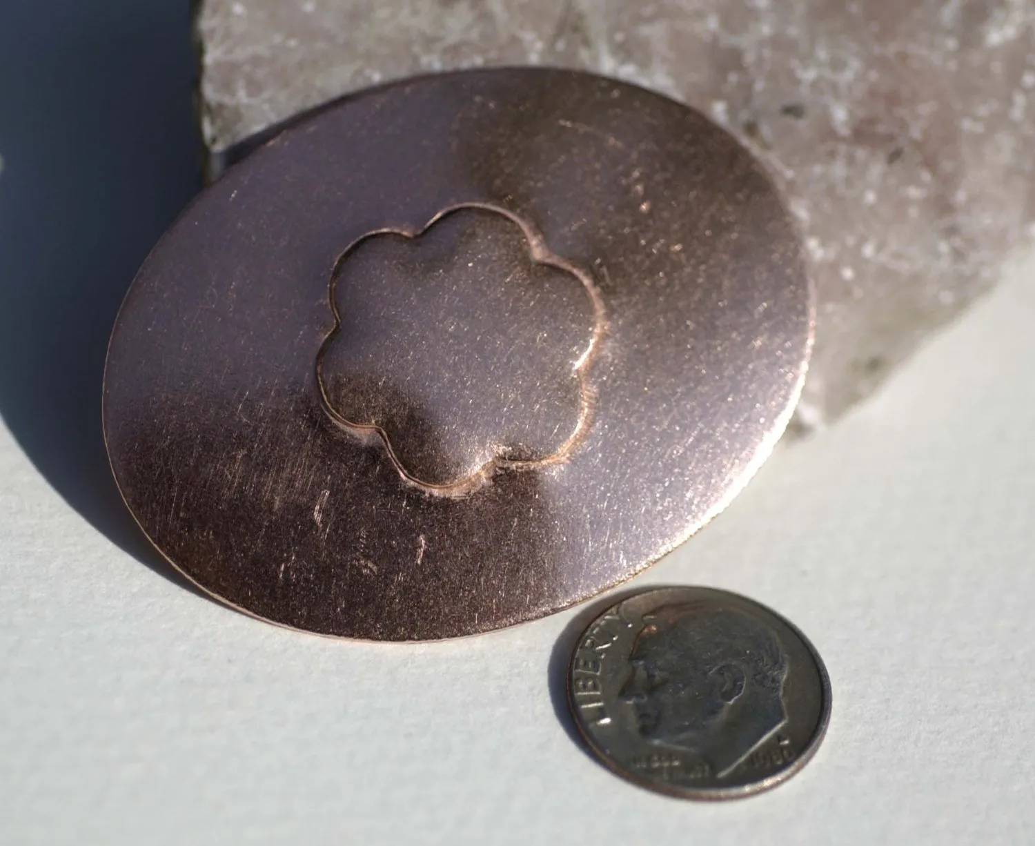 Copper Flowery Oval Embossed Blanks Enameling Stamping Texturing - 4 pieces