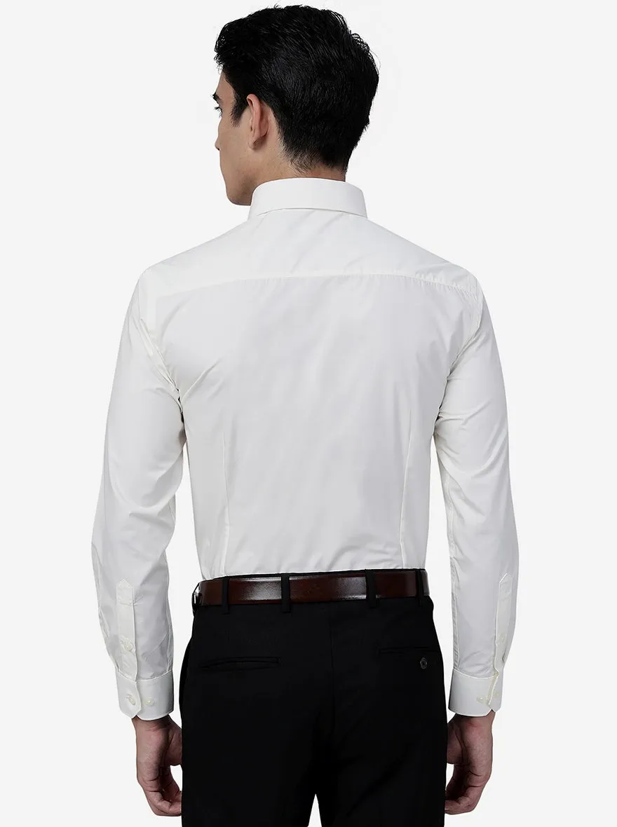 Cream Solid Slim Fit Formal Shirt | Greenfibre
