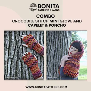Crocodile Stitch Mini glove and Hooded Capelet COMBO