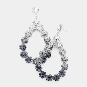Crystal Open Teardrop Ombre Clear to Black Pageant Earrings | 493777