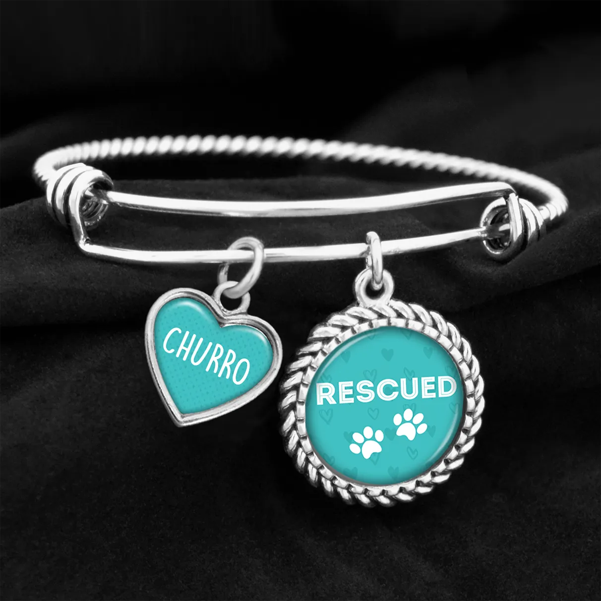 Customizable Pet Name Rescued Charm Bracelet