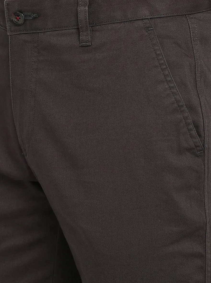 Dark Grey Solid Super Slim Fit Casual Trouser | Greenfibre