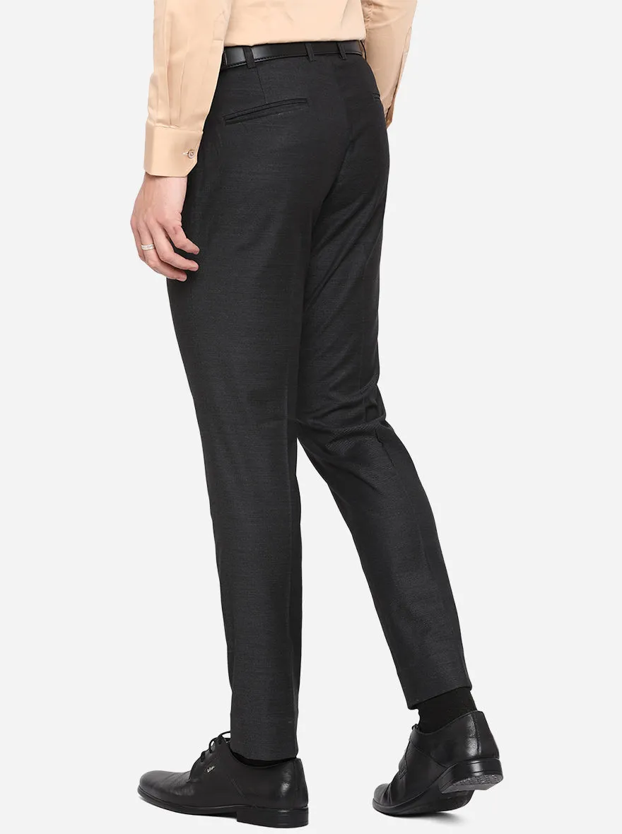 Dark Grey Solid Super Slim Fit Formal Trouser | JadeBlue