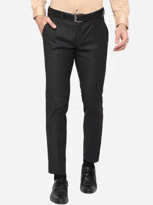 Dark Grey Solid Super Slim Fit Formal Trouser | JadeBlue