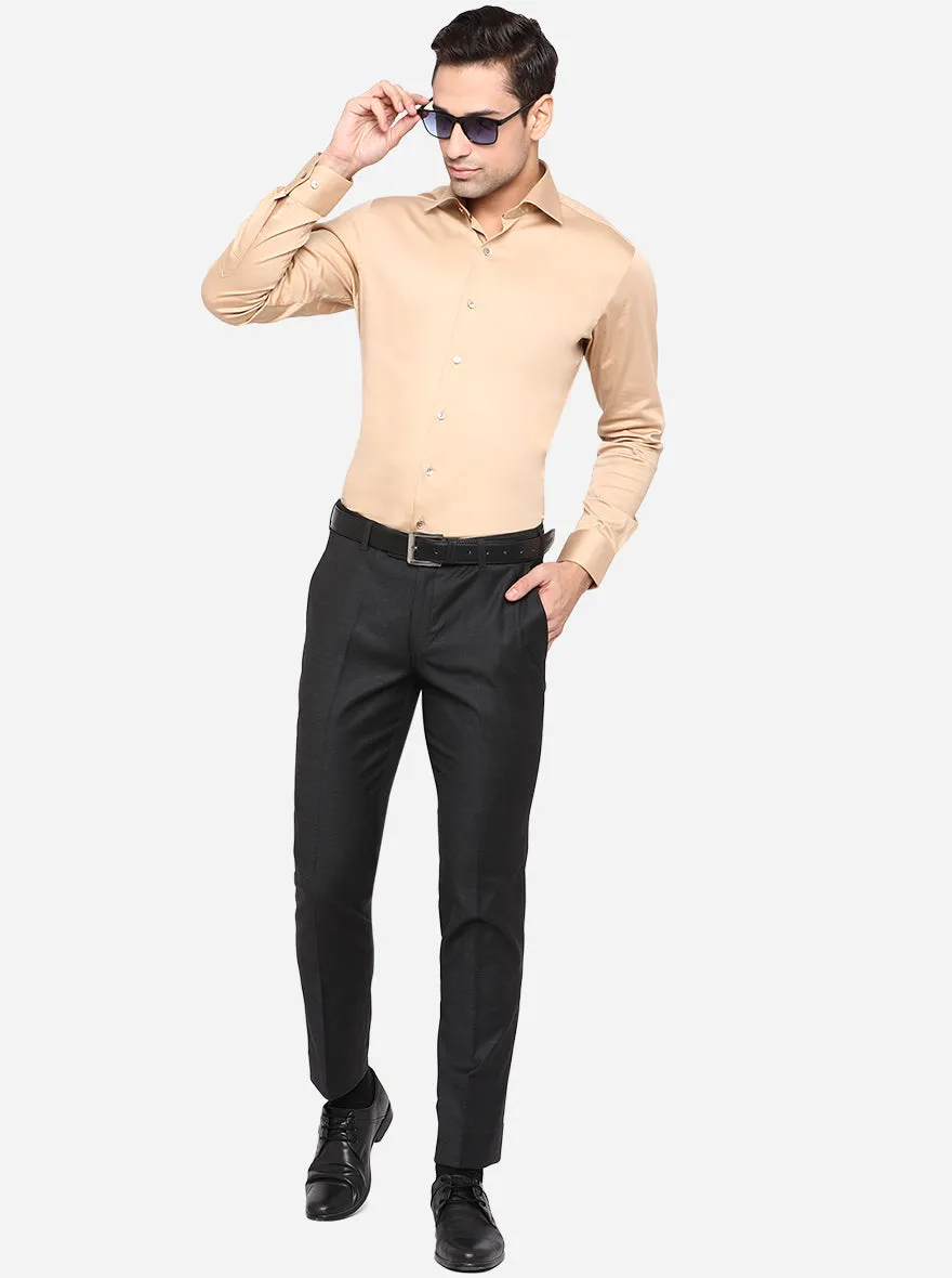 Dark Grey Solid Super Slim Fit Formal Trouser | JadeBlue