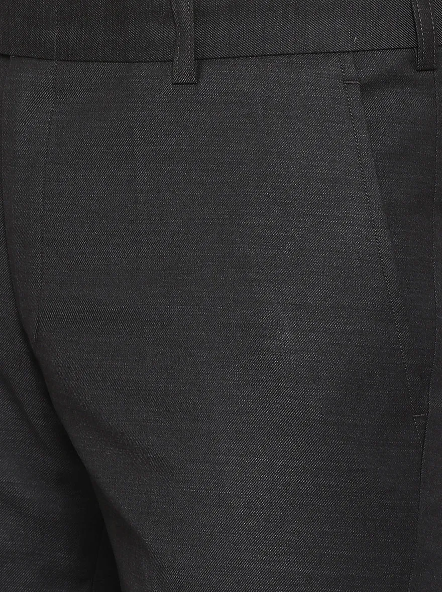 Dark Grey Solid Super Slim Fit Formal Trouser | JadeBlue