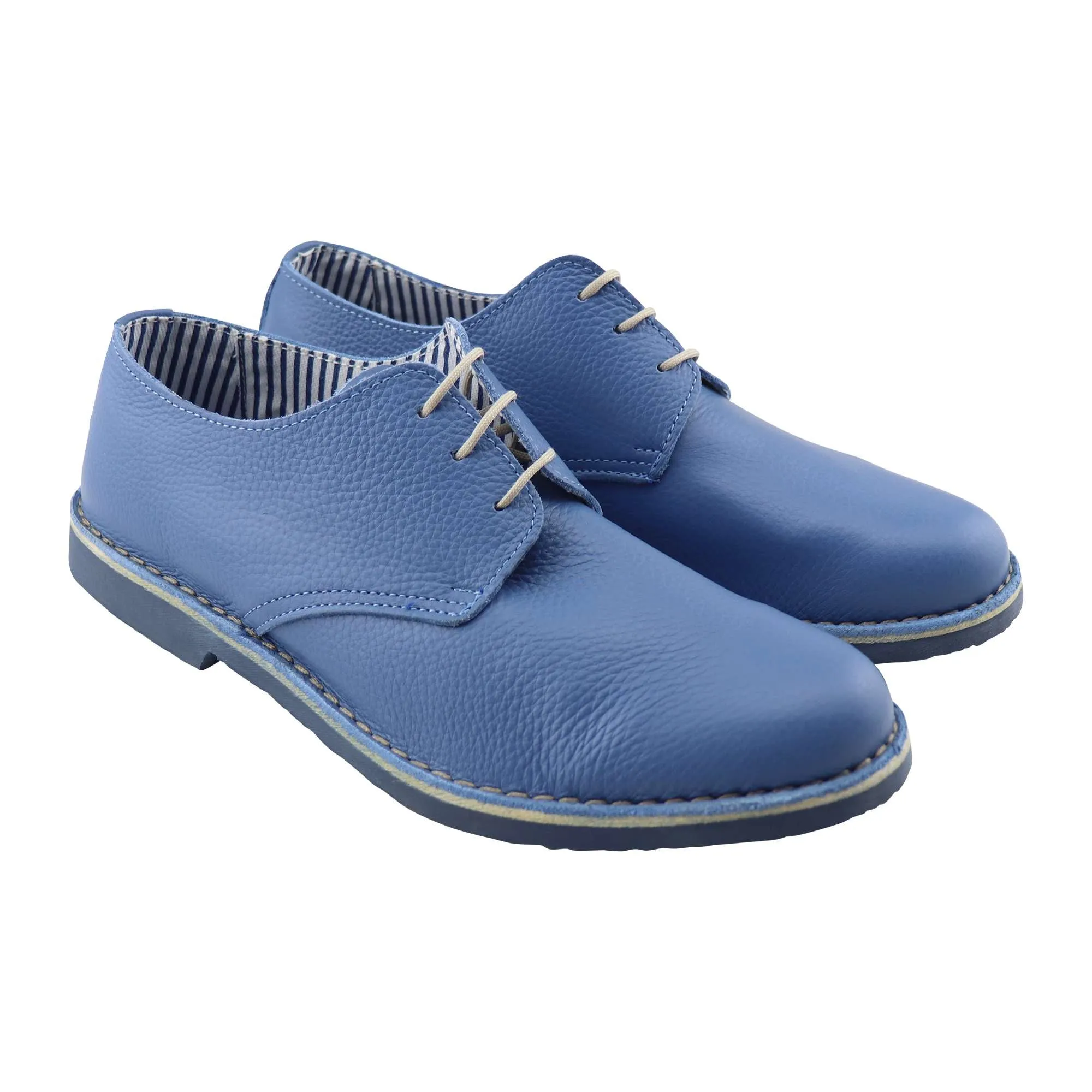 Derby in pelle bottolato cielo