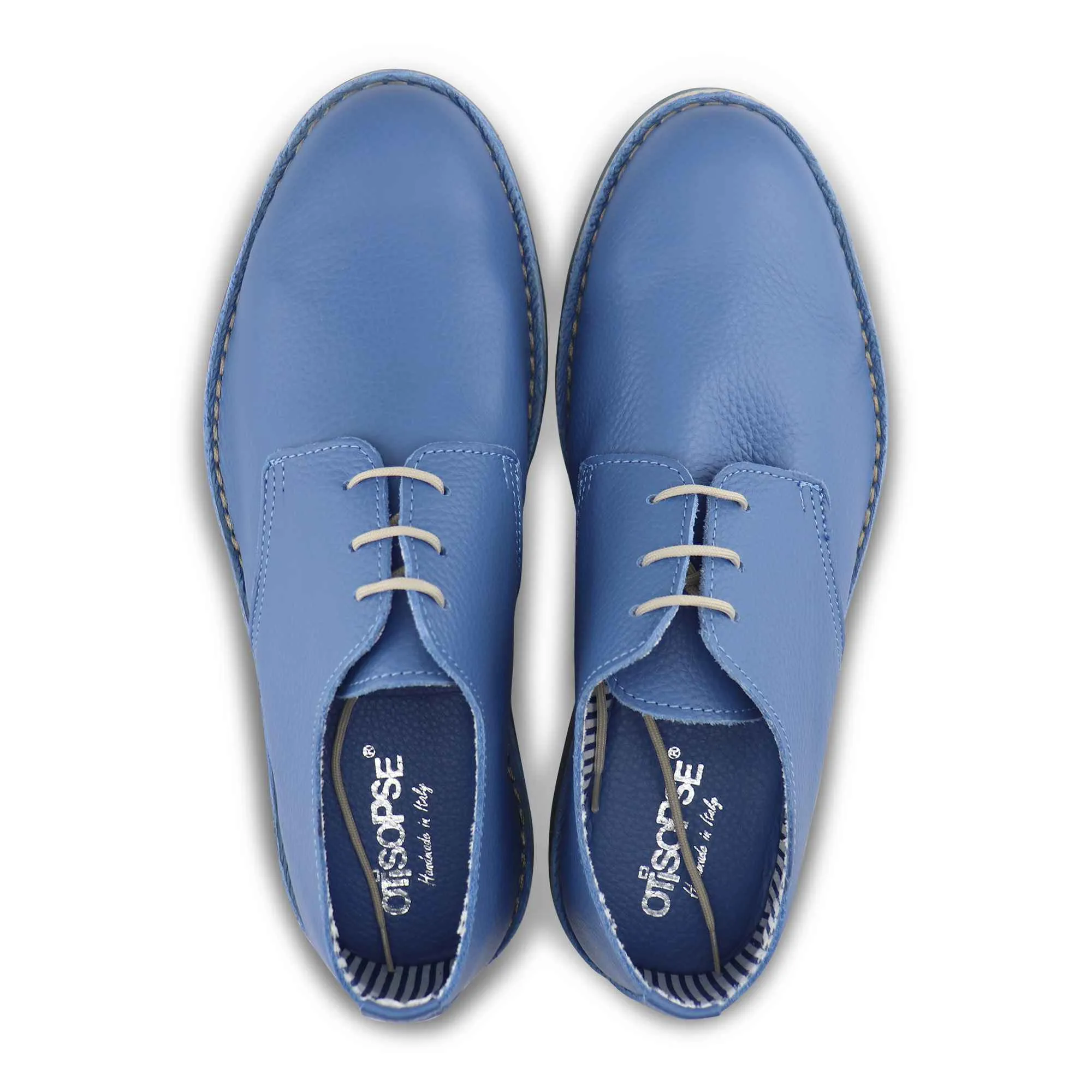 Derby in pelle bottolato cielo