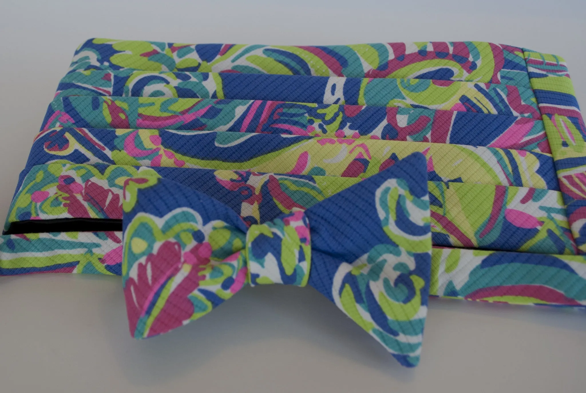 Designer Purple and Lime Bow Tie