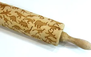 DINOSAURS Engraved Embossing ROLLING PIN, Clay Stamp, Pottery Roller