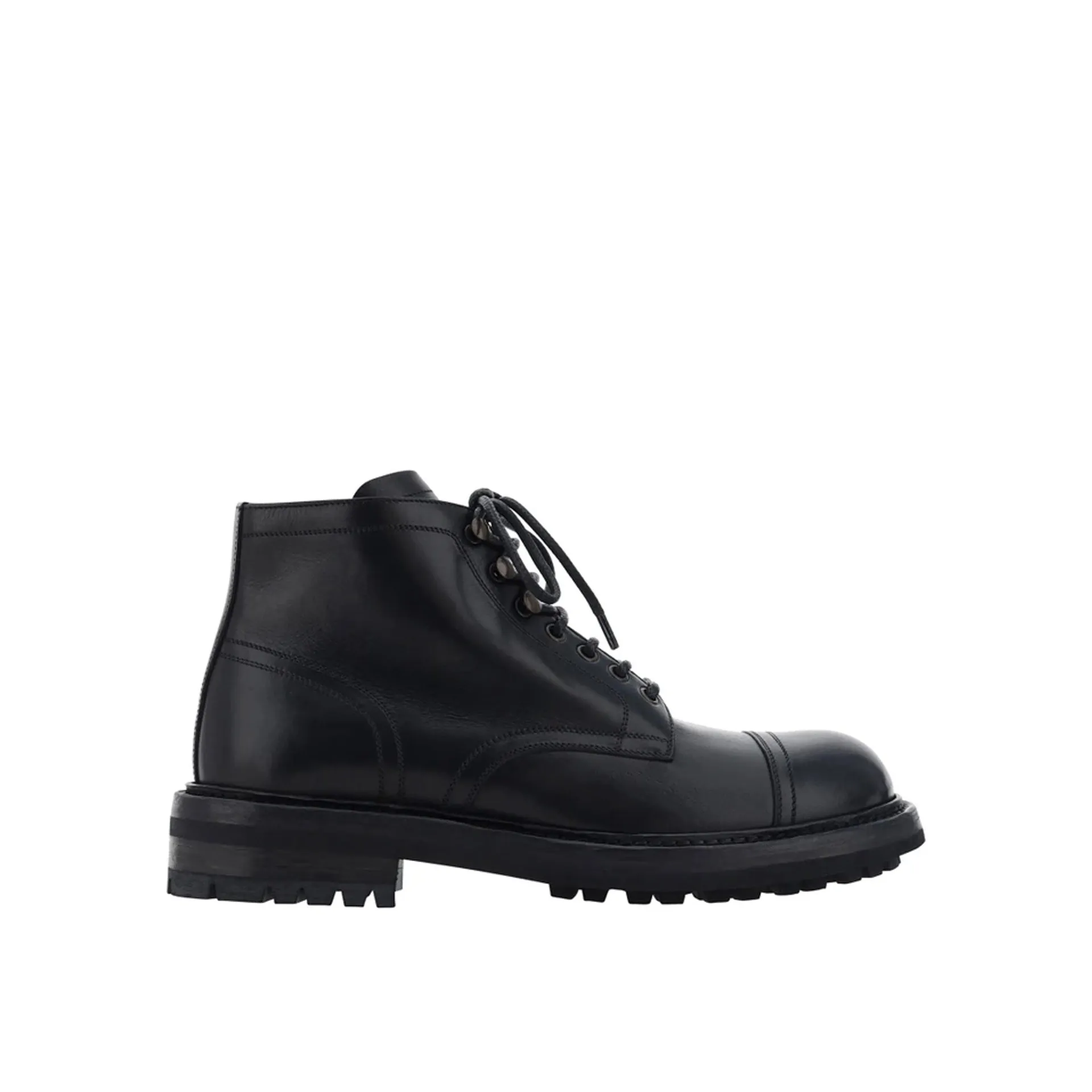 DOLCE & GABBANA Luxurious Lace-Up Leather Ankle Boots