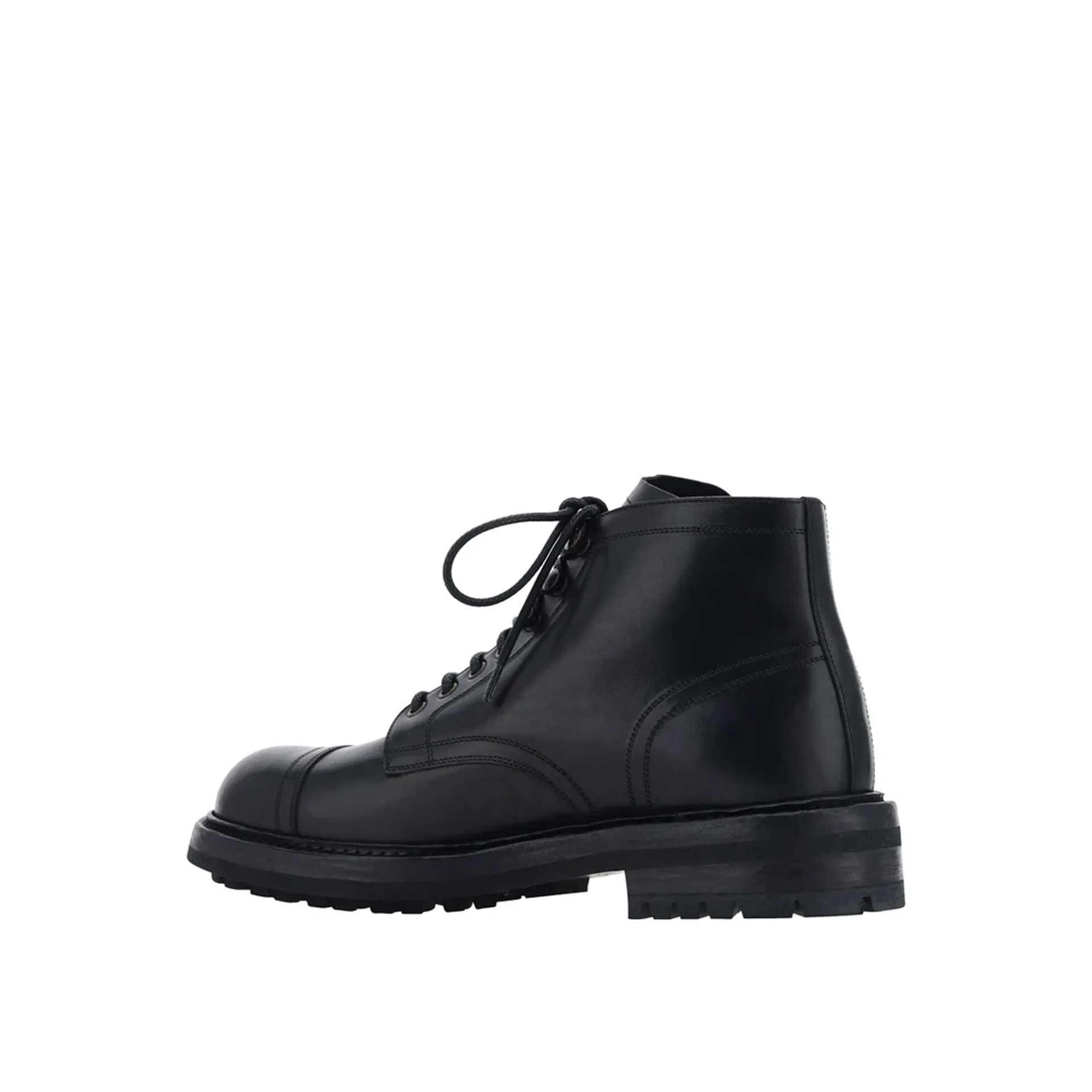 DOLCE & GABBANA Luxurious Lace-Up Leather Ankle Boots