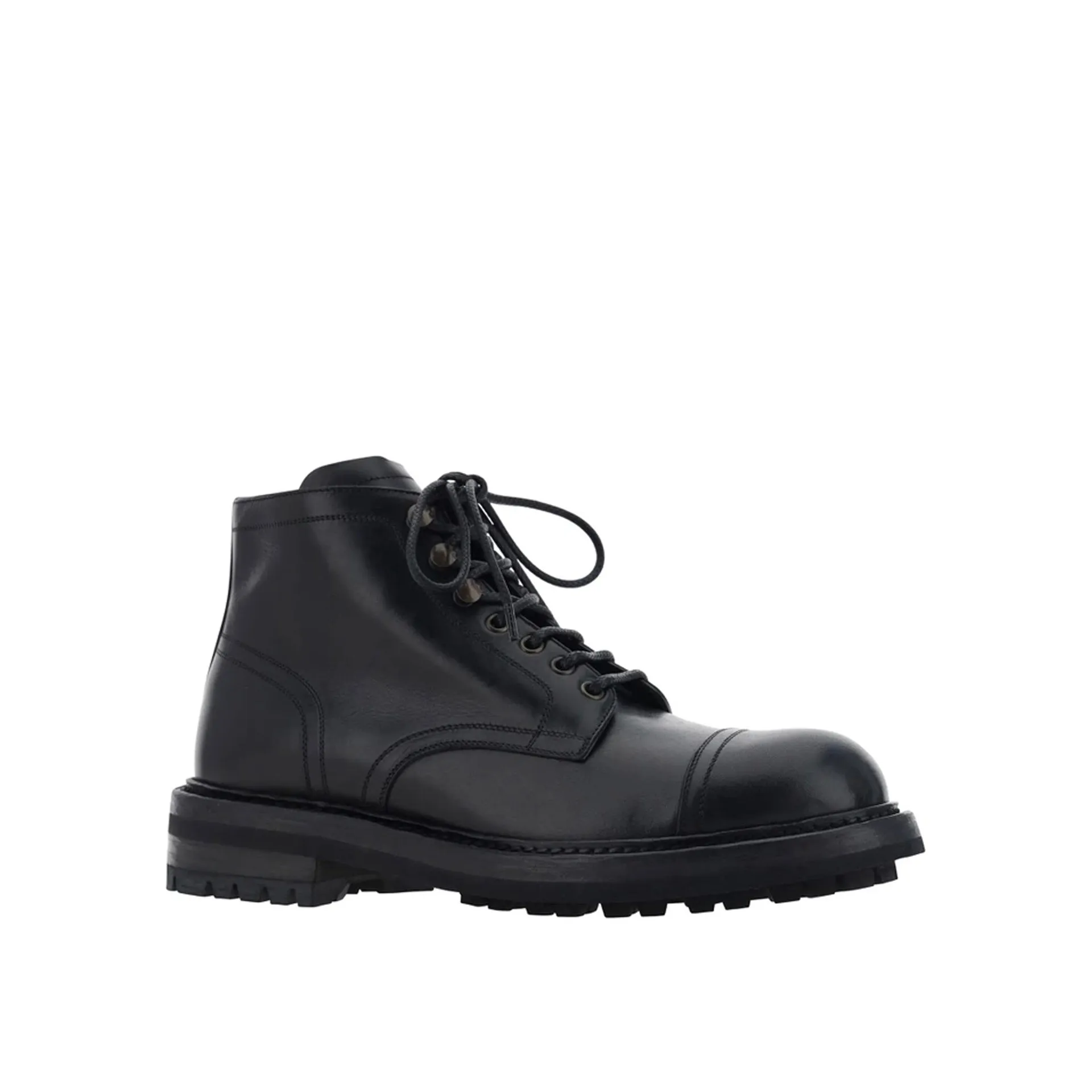 DOLCE & GABBANA Luxurious Lace-Up Leather Ankle Boots