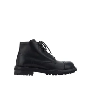 DOLCE & GABBANA Luxurious Lace-Up Leather Ankle Boots