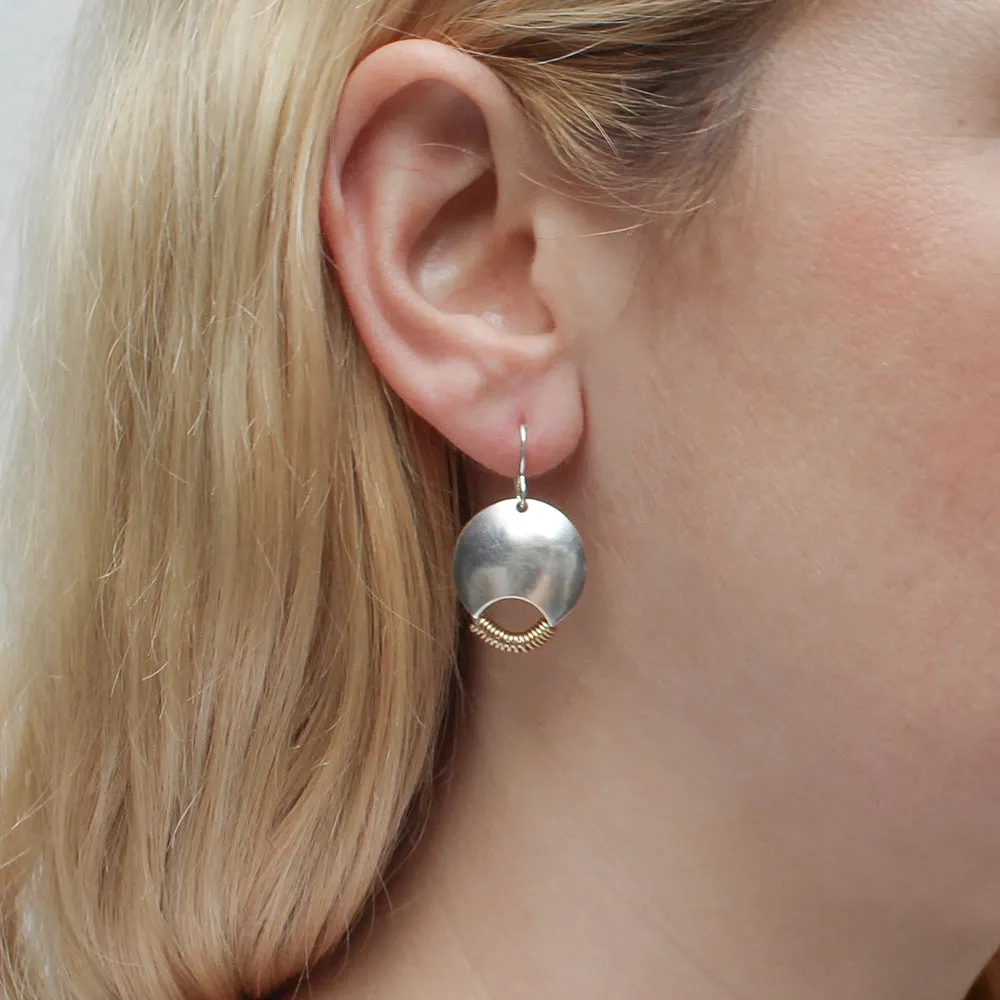Domed Crescent with Wire Wrapping Wire Earring