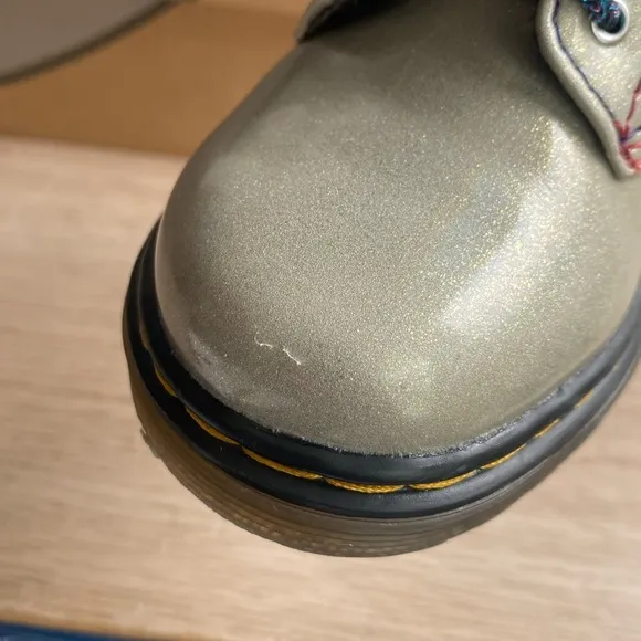 Dr. Martens 1460 Grey Glitter Leather Lace Up Zip Ankle Boots Toddler -Size 8 C