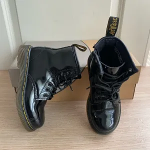 Dr. Martens 1460 Patent Black Leather Lace Up Zip Ankle Boots Toddler -SZ 8 C