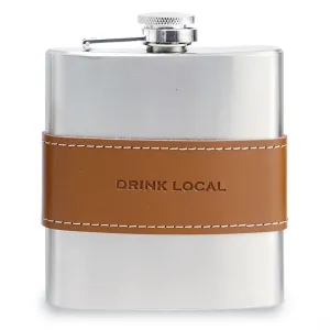 Drink Local Leather Band Flask