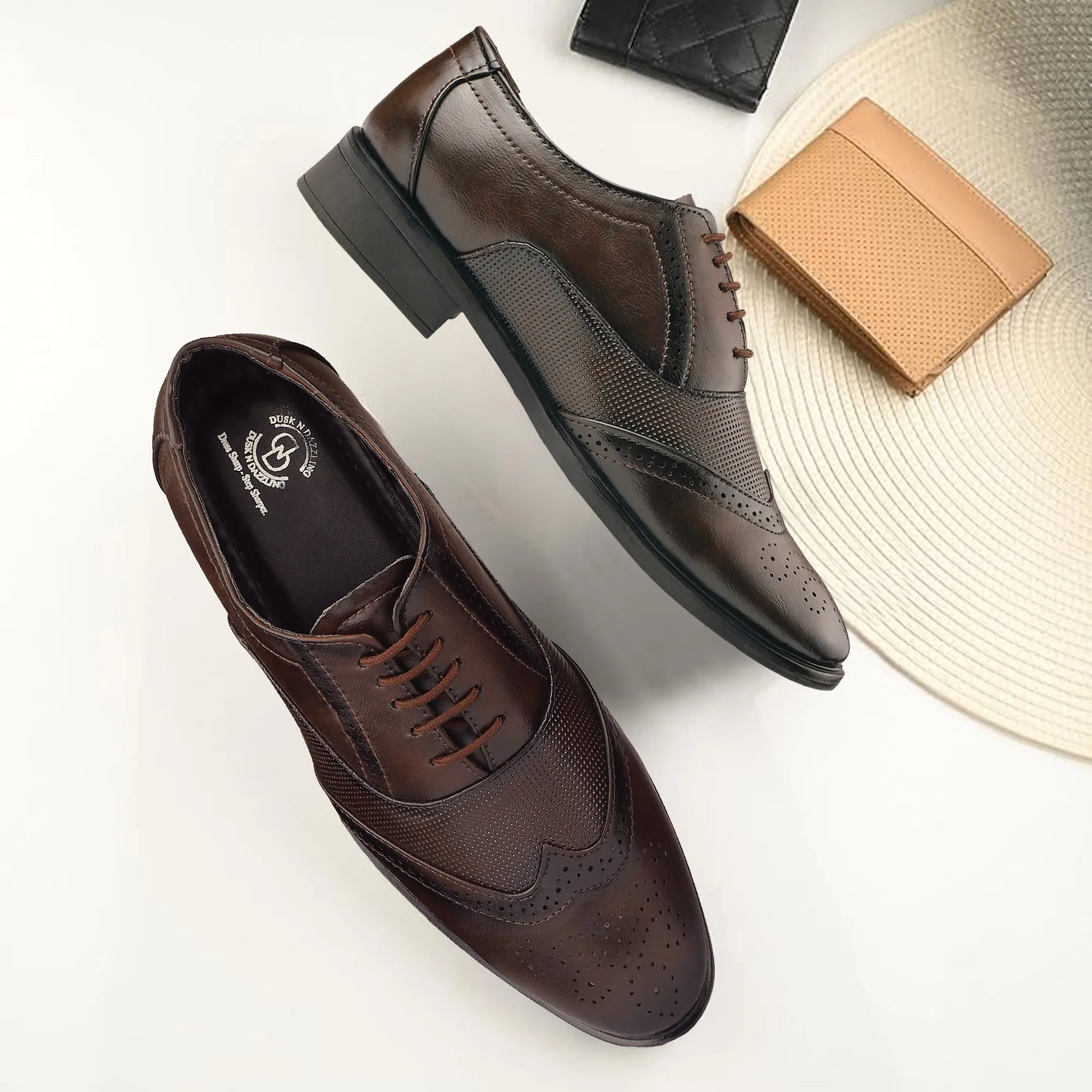 Dusk N Dazzling Brown Brogues for Men