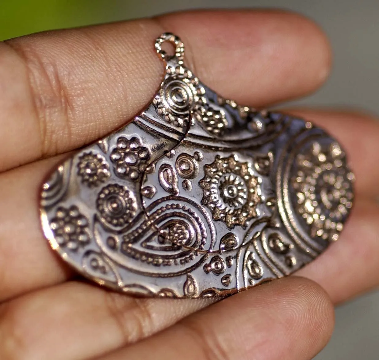 Embossed Hoops Arabic Paisley Texture Shape Cutout Blank for Metalwork Enameling Stamping Texturing Blanks Variety of Metals