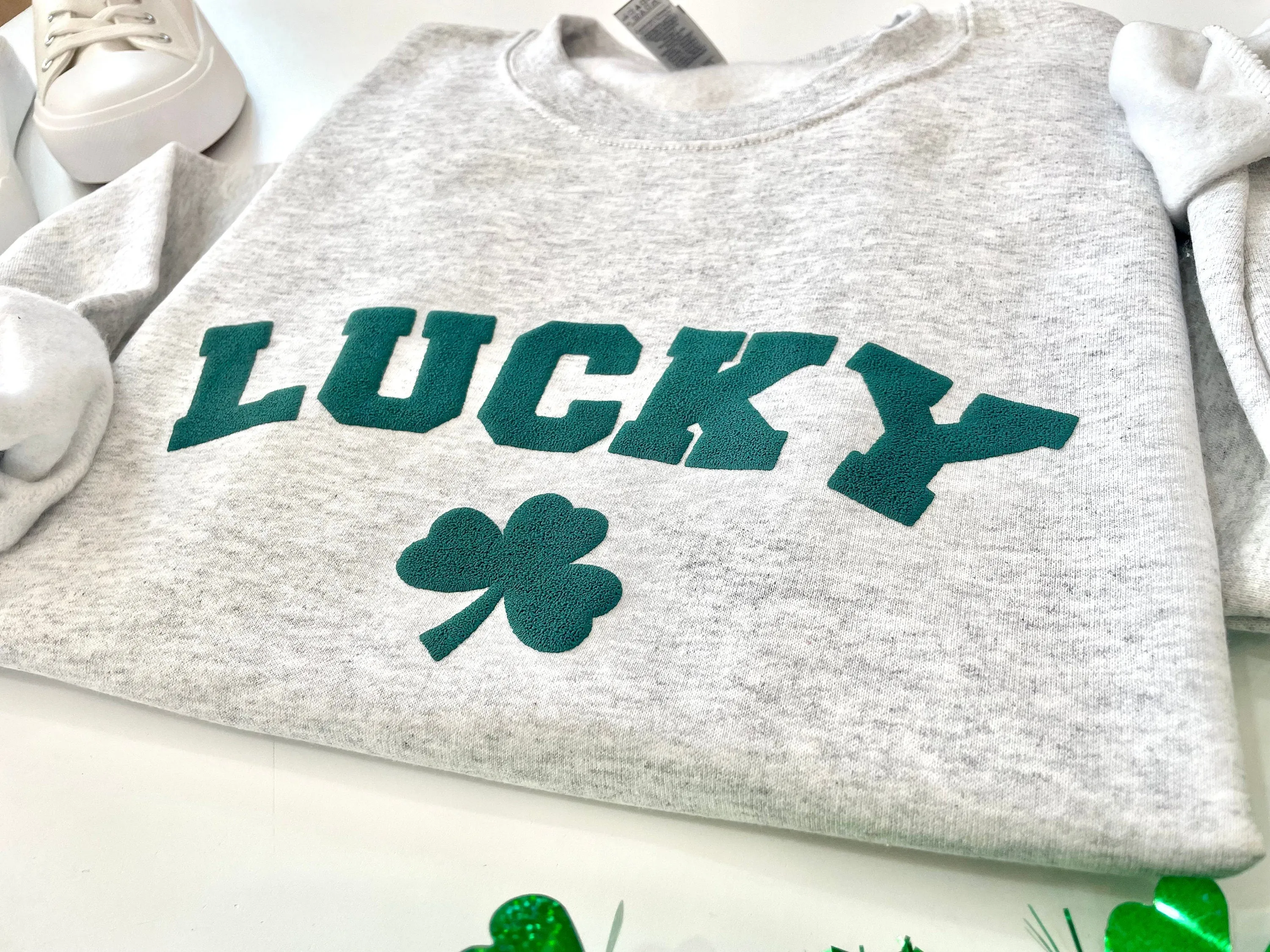 Embossed Lucky Puff St. Paddys Day Crewneck