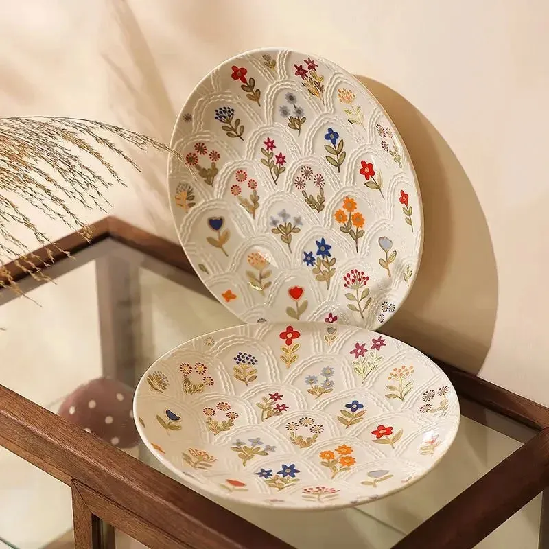 Embossed Shell Floral Plate