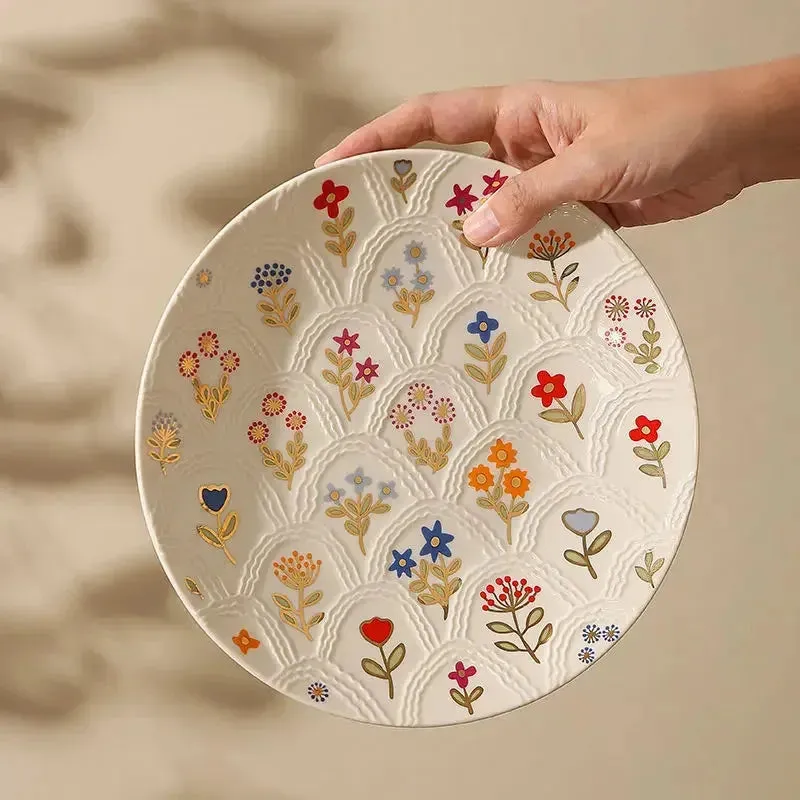 Embossed Shell Floral Plate
