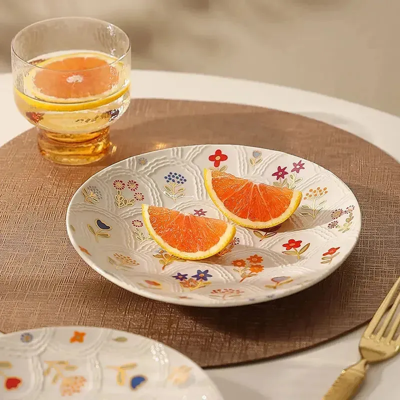 Embossed Shell Floral Plate