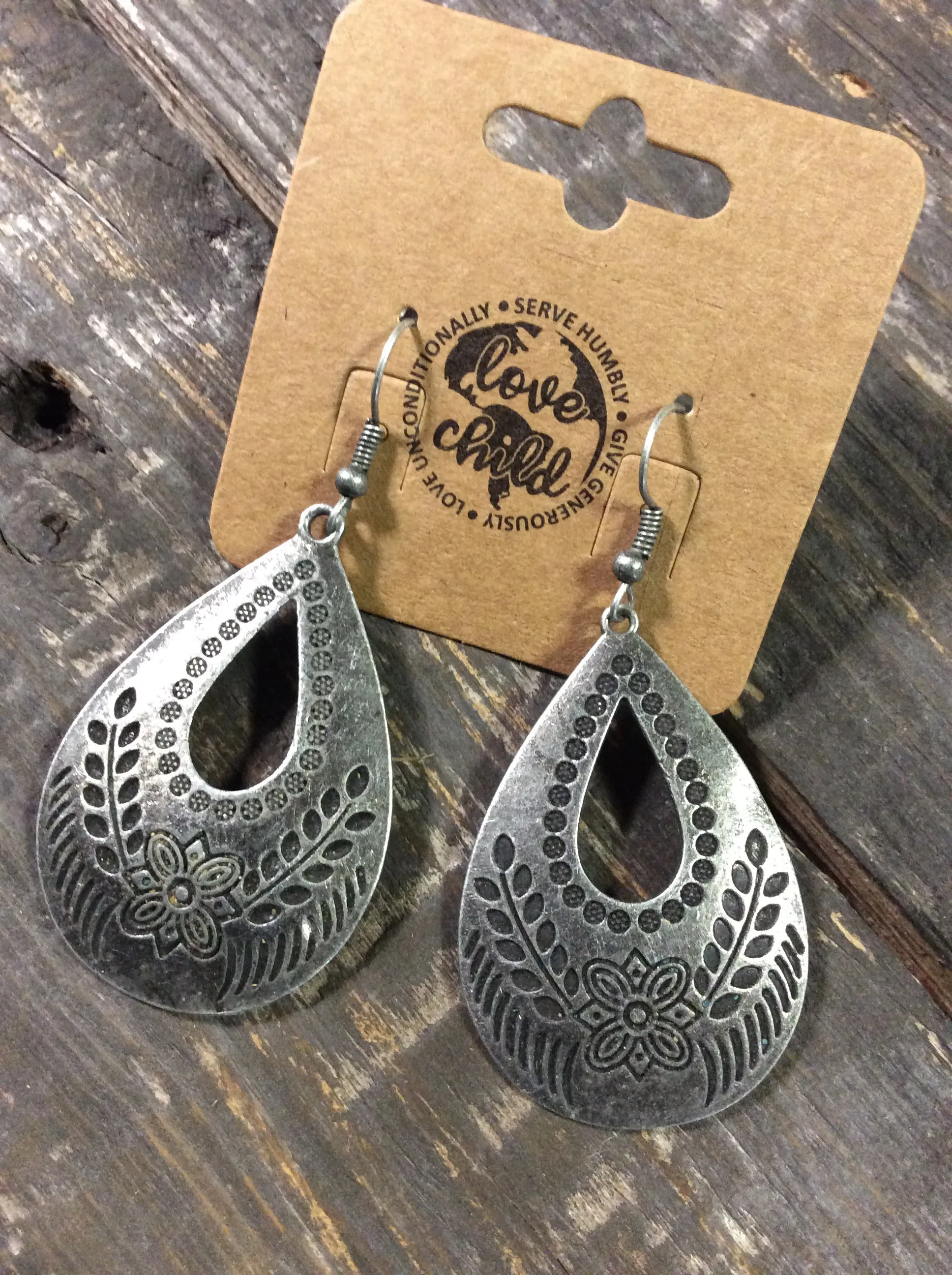 Embossed Teardrop Earrings