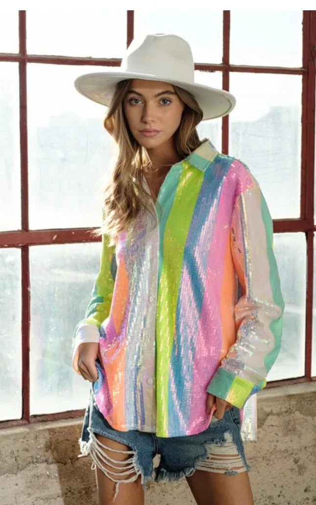 Executive Decision Sequins Shirt Blouse