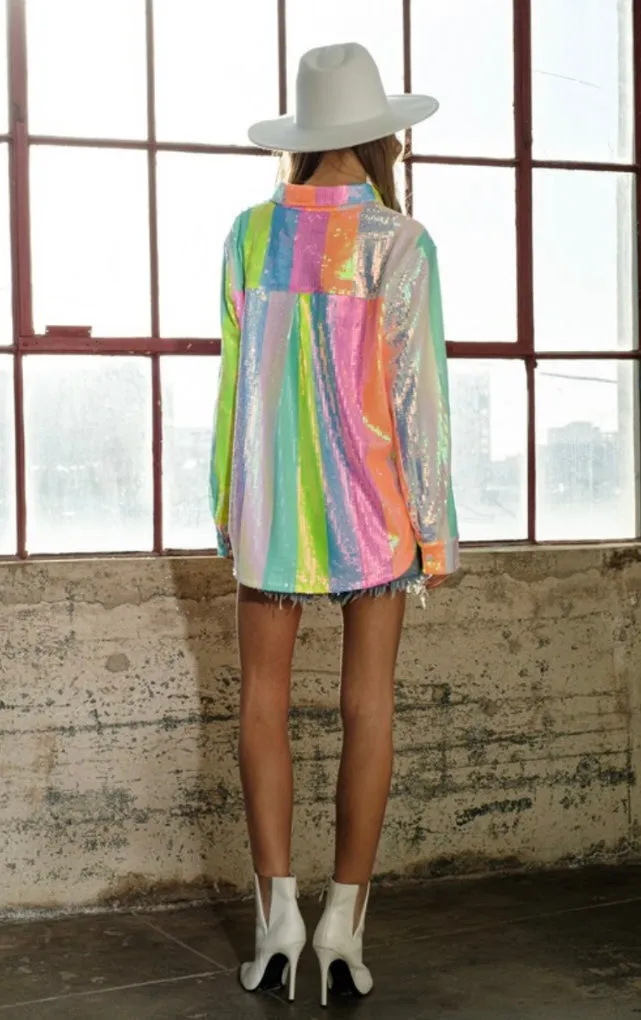 Executive Decision Sequins Shirt Blouse