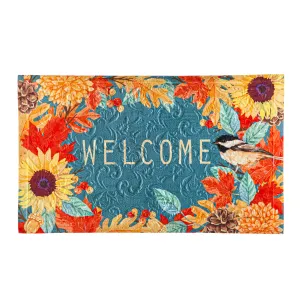 Fall Chickadee Wreath Embossed Floor Mat,41em2542