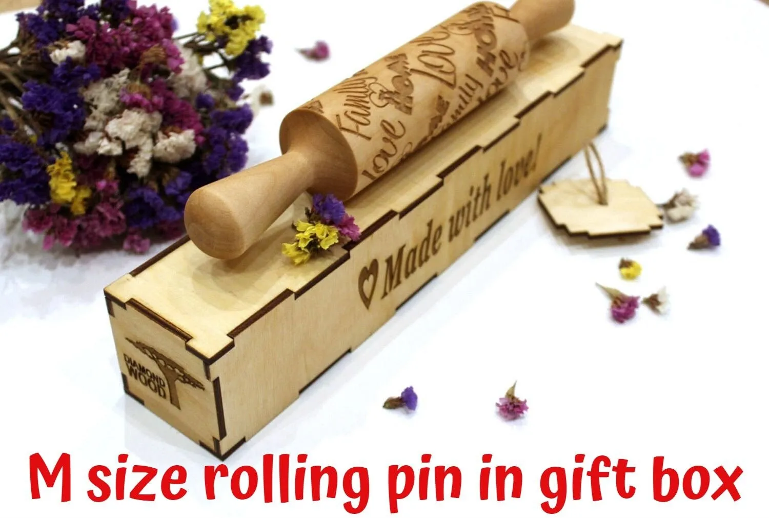 Fall Leaves Embossed Rolling Pin, Maple, Acorns, Rowan Texture for Clay and Cookie, Bakery Craft, Pottery Roller, Gift for the Ceramist