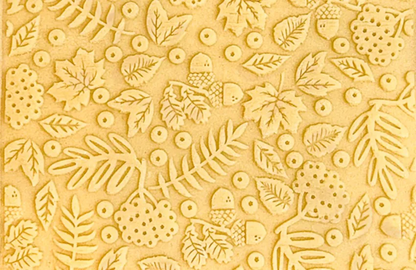 Fall Leaves Embossed Rolling Pin, Maple, Acorns, Rowan Texture for Clay and Cookie, Bakery Craft, Pottery Roller, Gift for the Ceramist