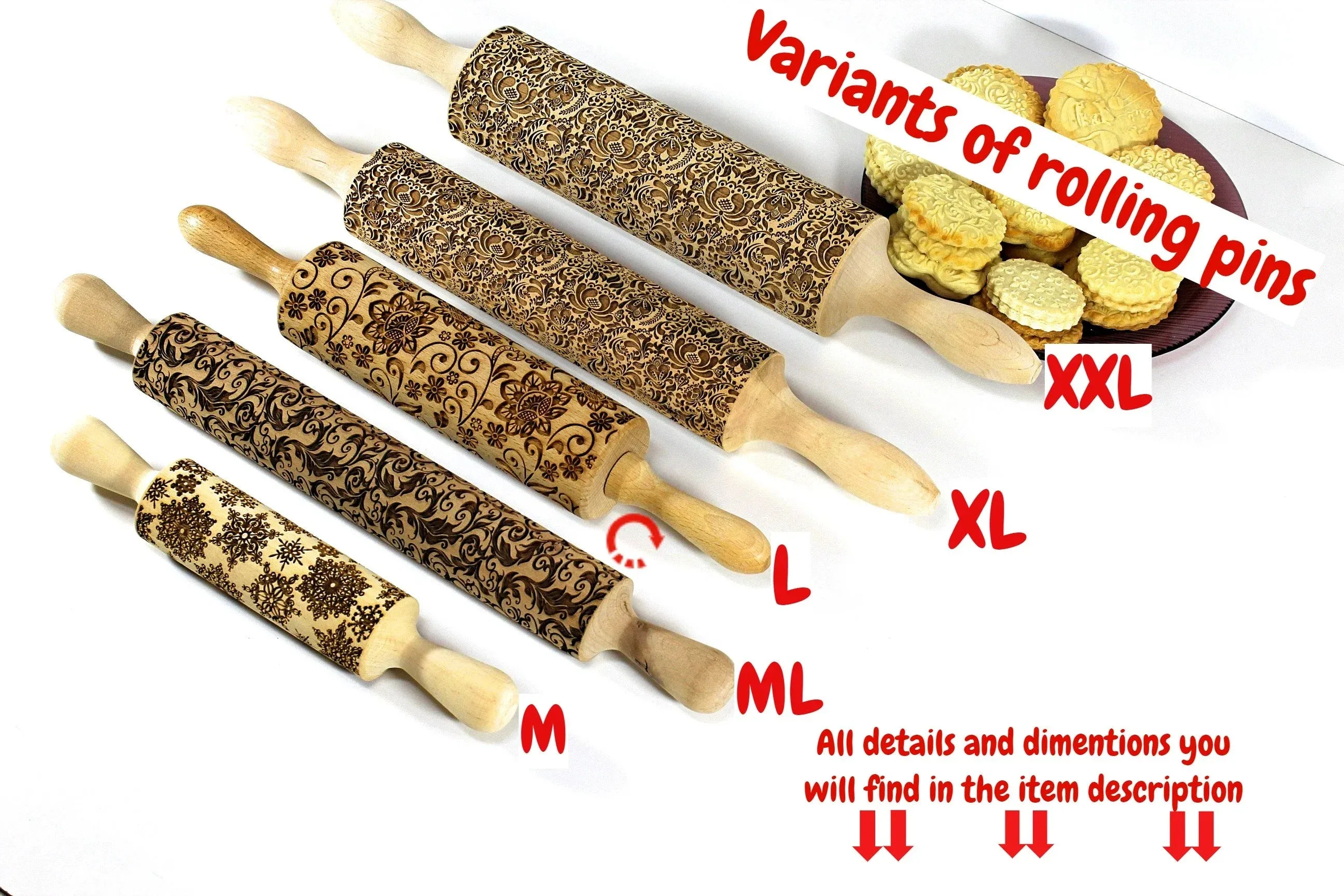 Fall Leaves Embossed Rolling Pin, Maple, Acorns, Rowan Texture for Clay and Cookie, Bakery Craft, Pottery Roller, Gift for the Ceramist